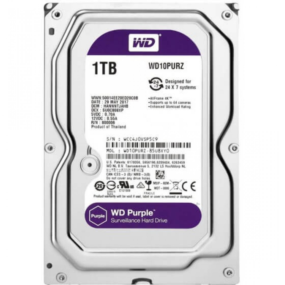 Picture of WD10PURZ  HDD 1TB 5400 3.5" SATA 3.0 Western Digital