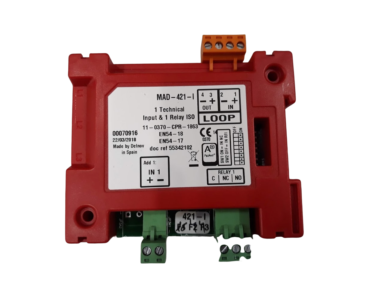 Picture of MAD-421-I  Διευθυνσιοδοτούμενο Module Παρακολούθησης Και Ελέγχου 1 Εισόδου Με Ενδεικτικό Λειτουργίας Για Έλεγχο Συσκευών Και 1 Έ