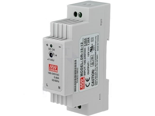 Picture of DR-15-12 DR 12V/15W/1,25A DIN rail power supply units