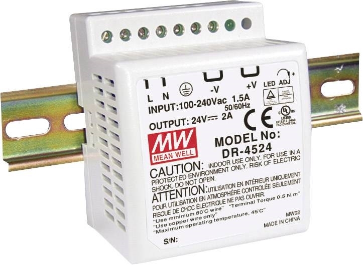 Picture of DR-4524 DR 24V/48W/2A DIN rail power supply units