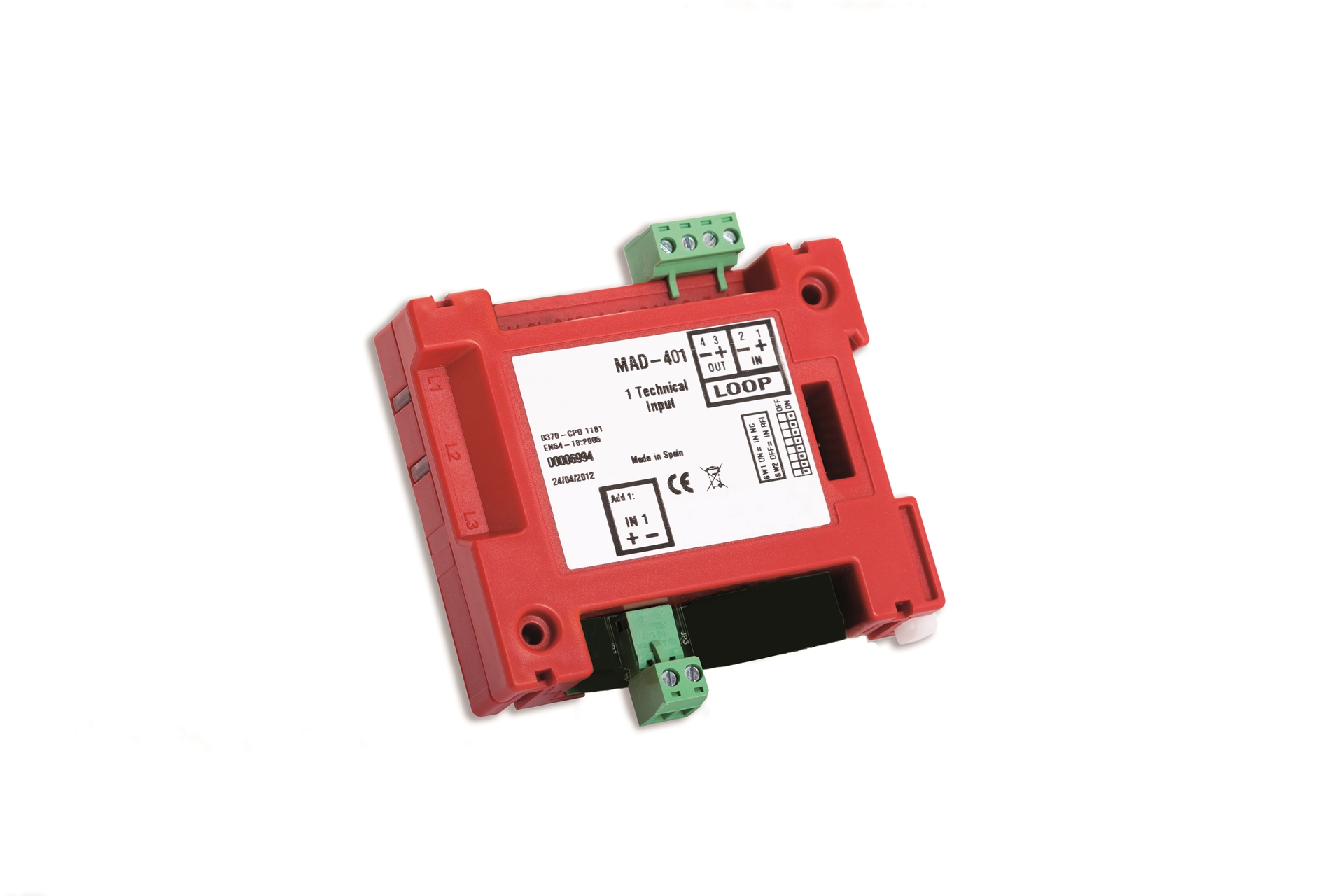Picture of MAD-401  Διευθυνσιοδοτούμενο Module Ελέγχου Μιας Επιτηρούμενης Εισόδου Με Ενδεικτικό Λειτουργίας Και Έξοδο Nc/Co  Detnov