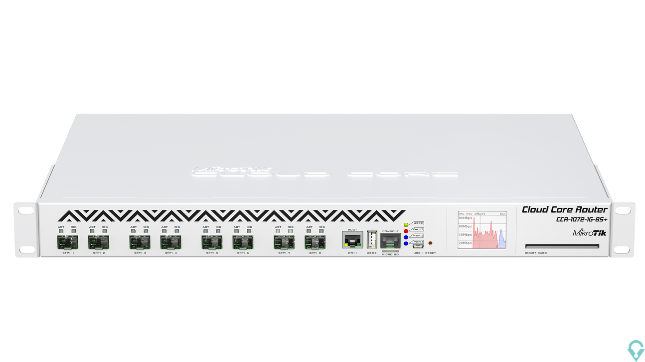 Εικόνα της CCR1072-1G-8S+ Cloud Core Router 72 core CPU, 16GB RAM, 1xGB LAN, 8x SFP+ Mikrotik