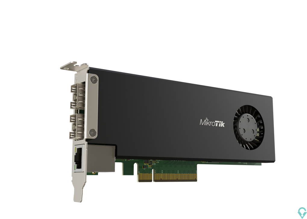 Εικόνα της CCR2004-1G-2XS-PCIe Cloud Core Router 2004-1G-2XS-PCIe network interface card with quad-core ARMv8 64-bit AL32400 CPU, 4GB RAM, 