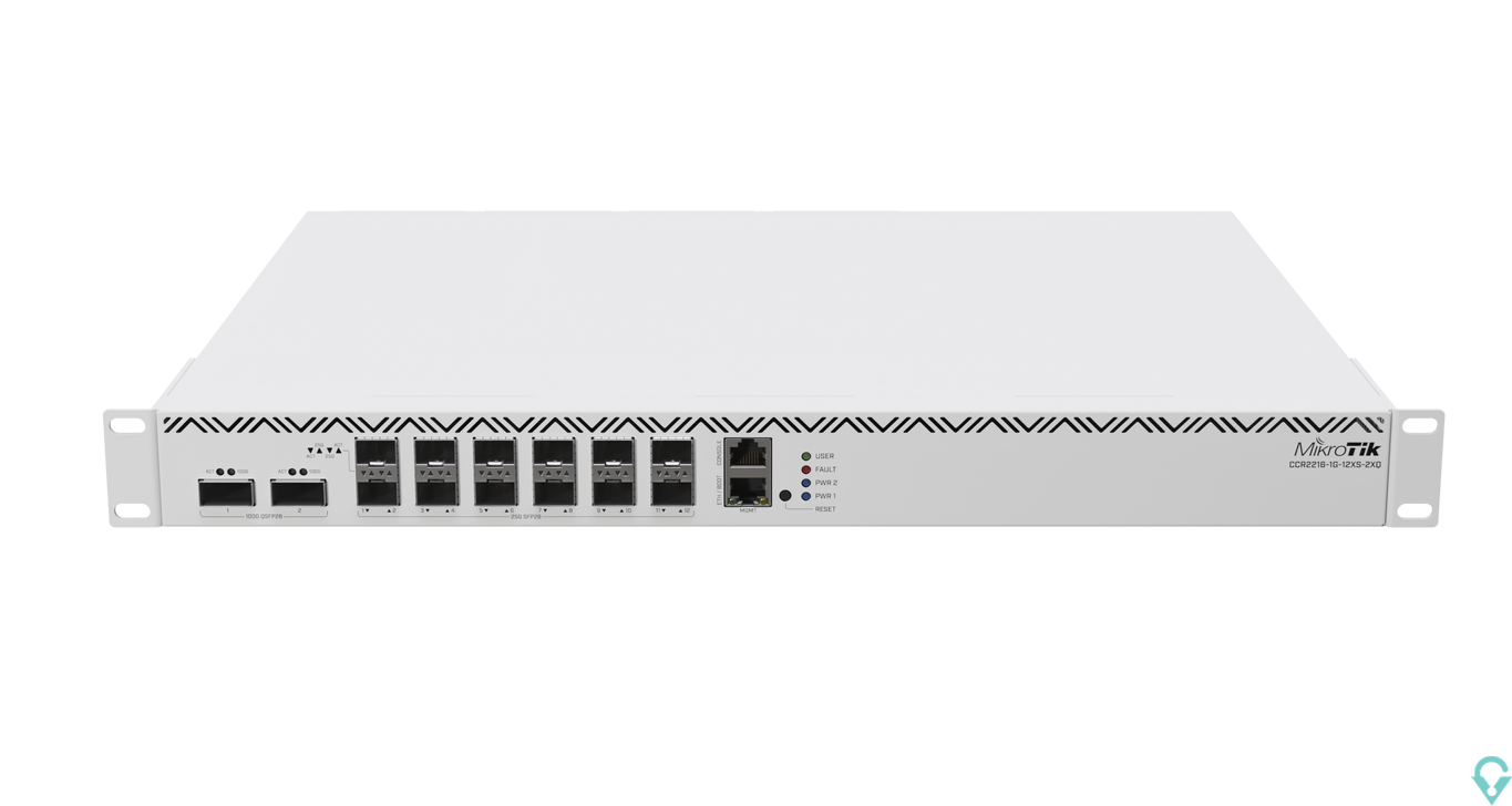 Picture of CCR2216-1G-12XS-2XQ Cloud Core Router, 12xSFP28, 2xQSFP28, RouterOS L6 Mikrotik