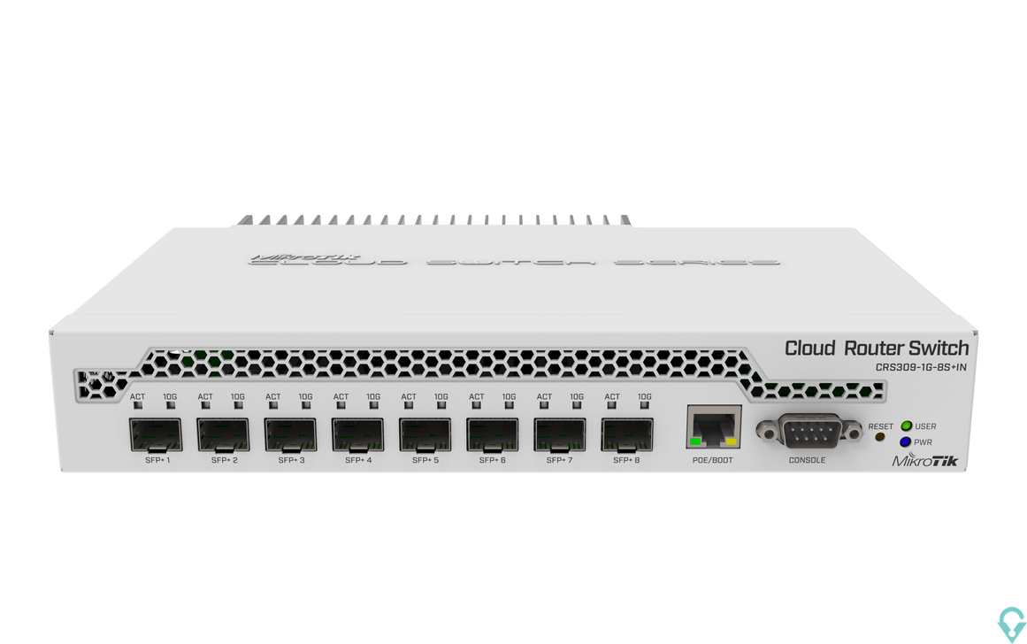 Εικόνα της CRS309-1G-8S+IN Cloud Router Switch 309-1G-8S+IN with Dual core 800MHz CPU, 512MB RAM, 1xGigabit LAN, 8xSFP+ cages, RouterOS L5 