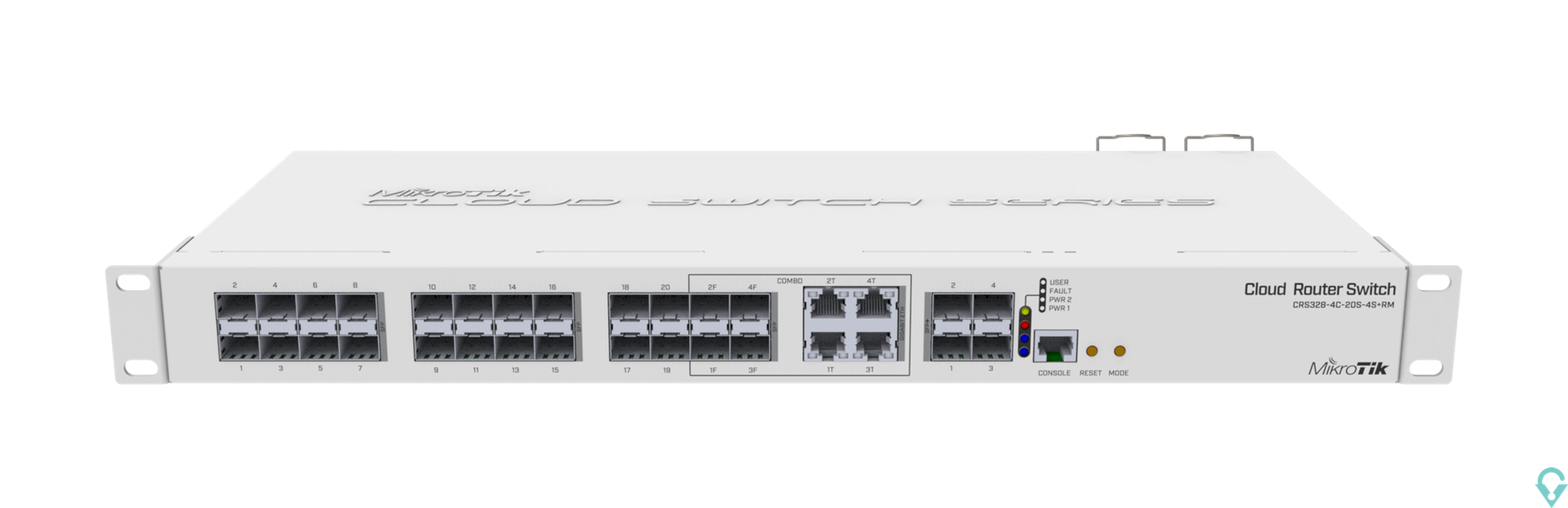 Εικόνα της CRS328-4C-20S-4S+RM Cloud Router Switch 328-4C-20S-4S+RM with 800 MHz CPU, 512MB RAM, 24x SFP cages, 4xSFP+ cages, 4x Combo port