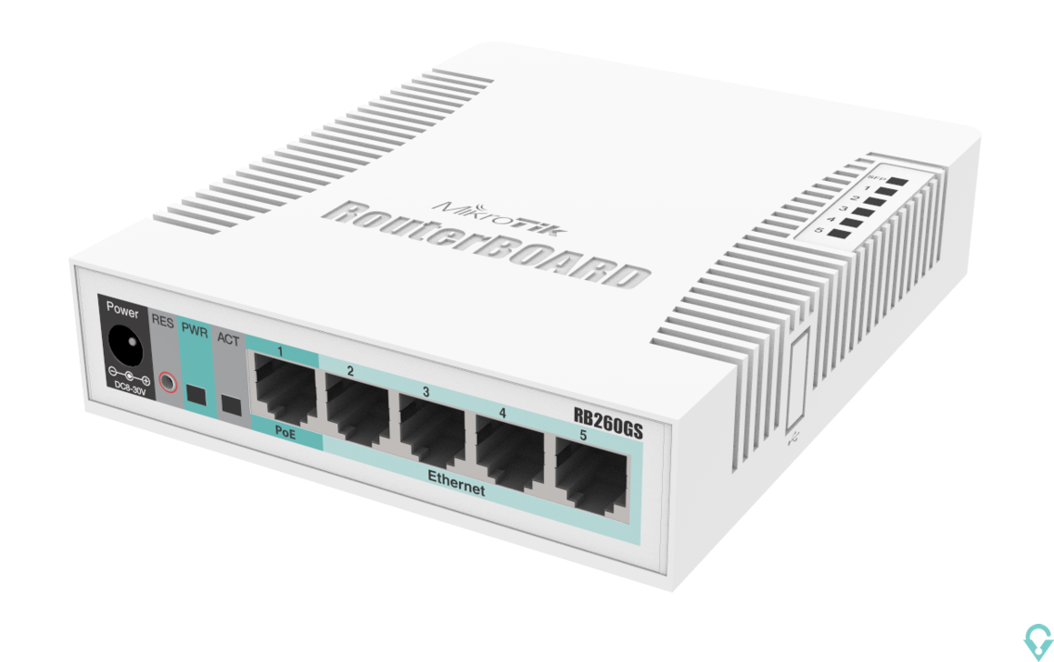 Εικόνα της CSS106-5G-1S RB260GS with 5 Gigabit ports and SFP cage, SwOS, plastic case, PSU Mikrotik