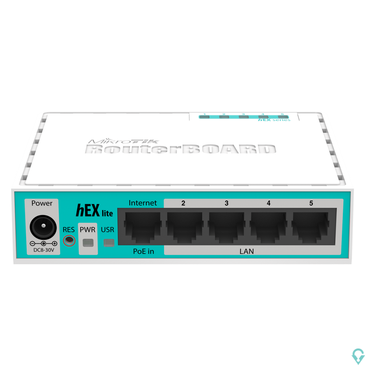 Εικόνα της RB750r2 hEX lite with 850MHz CPU, 64MB RAM, 5 LAN ports, RouterOS L4, plastic case, PSU Mikrotik