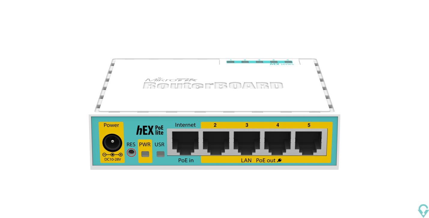 Εικόνα της RB750UPr2 hEX PoE lite with 650MHz CPU, 64MB RAM, 5xLAN (four with PoE out), USB, RouterOS L4, plastic case and PSU Mikrotik