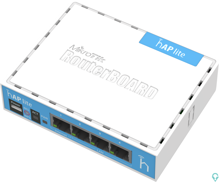 Εικόνα της RB941-2nD hAP lite with 650MHz CPU, 32MB RAM, 4xLAN, built-in 2.4Ghz 802.11b/g/n 2x2 two chain wireless with integrated antennas
