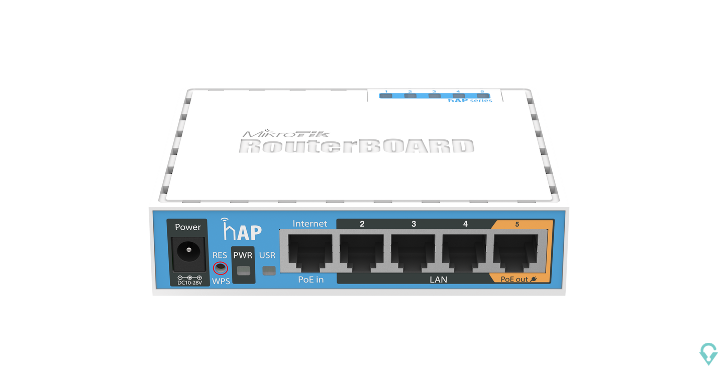 Εικόνα της RB951Ui-2nD hAP with 650MHz CPU, 64MB RAM, 5xLAN, built-in 2.4Ghz 802.11b/g/n 2x2 two chain wireless with integrated antennas, U