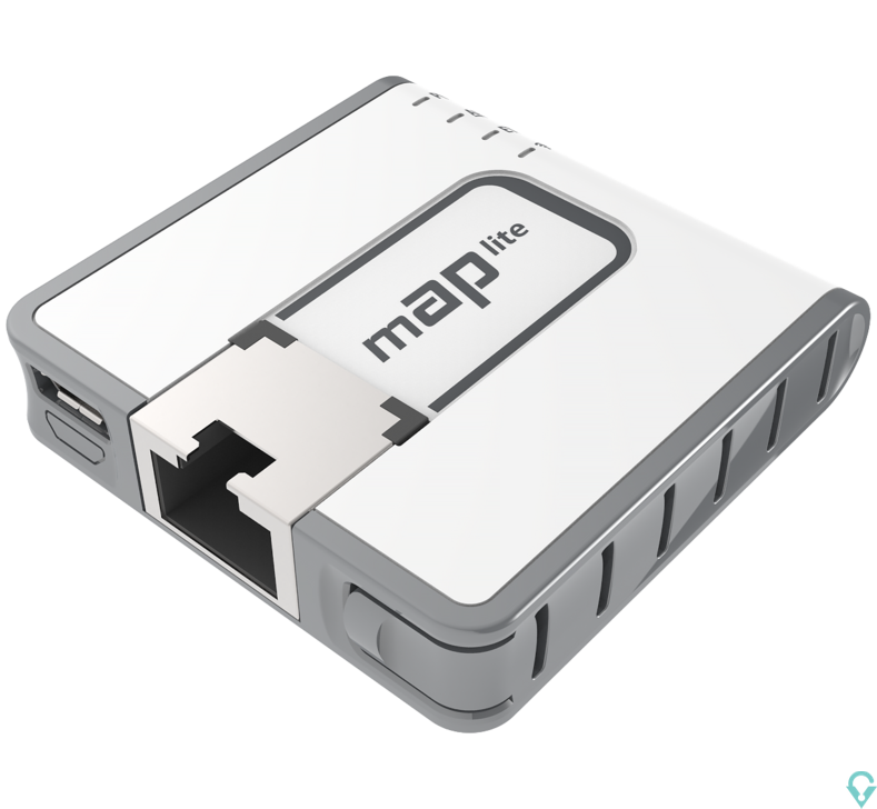 Picture of RBmAPL-2nD mAP lite with 650Mhz CPU, 64MB RAM, 1xLAN, built-in Dual Chain 2.4Ghz 802.11bgn Dual Chain wireless with integrated a
