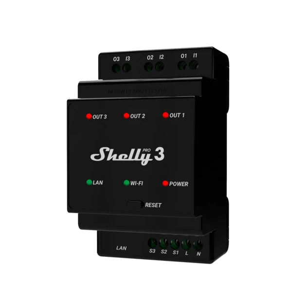 Picture of Professional 3-channel DIN Rail Relay with dry contacts PRO 3 Shelly